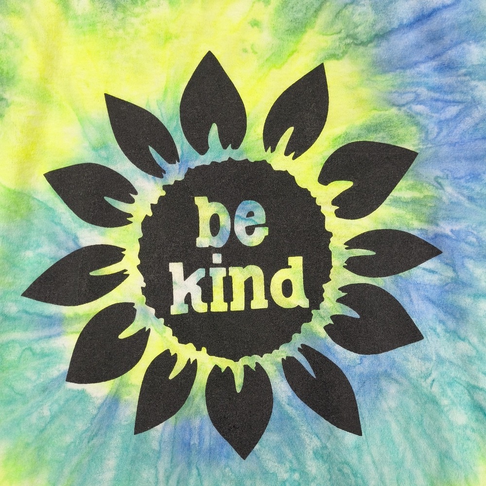 Suna Platinum Be Kind Sunflower Tie Dye T-Shirt Mens 2XL Blue Yellow Green Tee‎